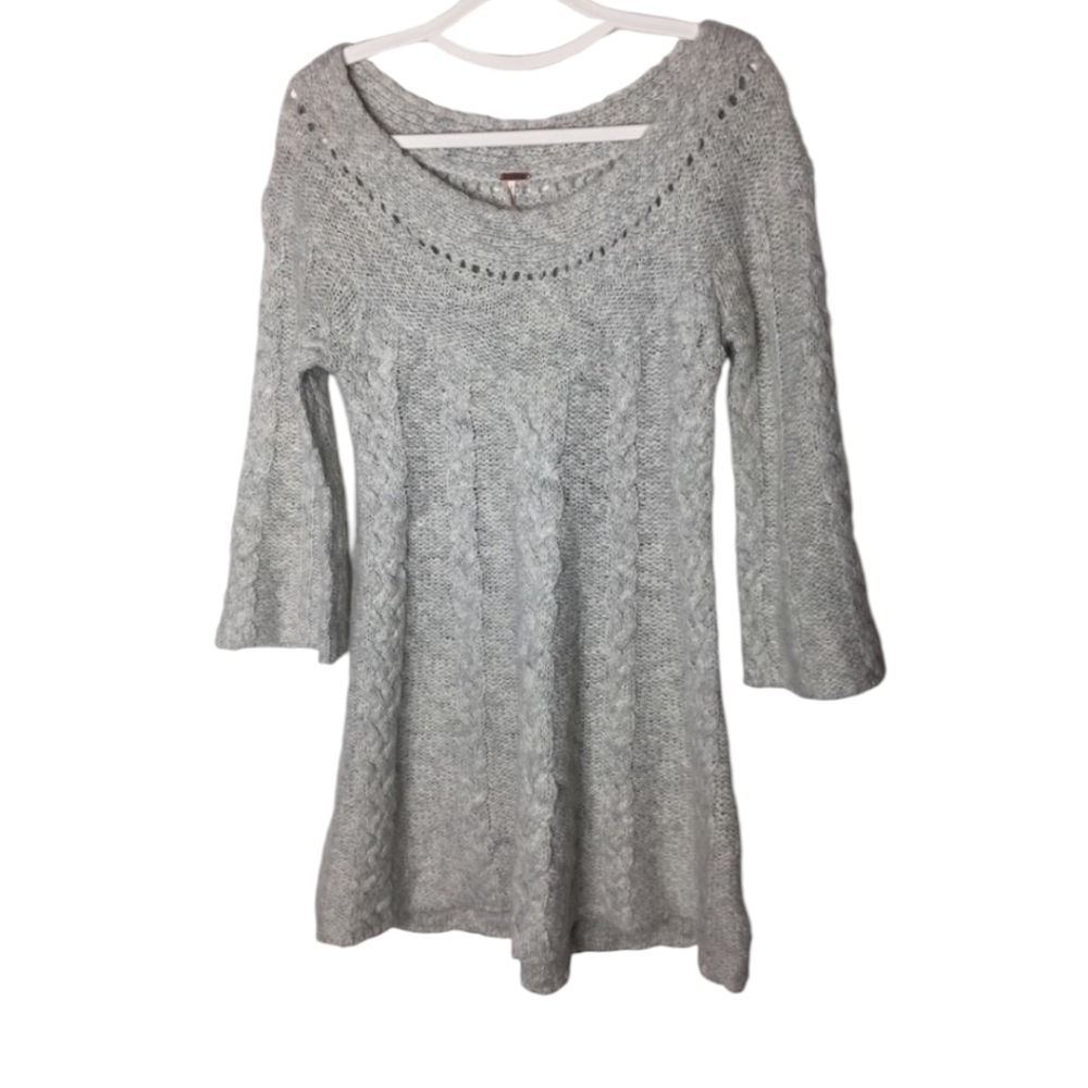 Free People Wool Blend Gray Tunic Sweater